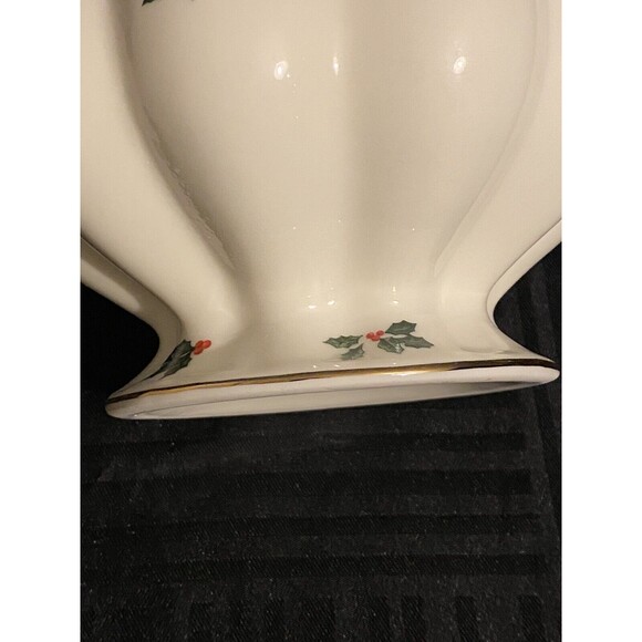 Madison and Max Christmas Holly Berry Porcelain basket candy dish 8" tall - Picture 9 of 9